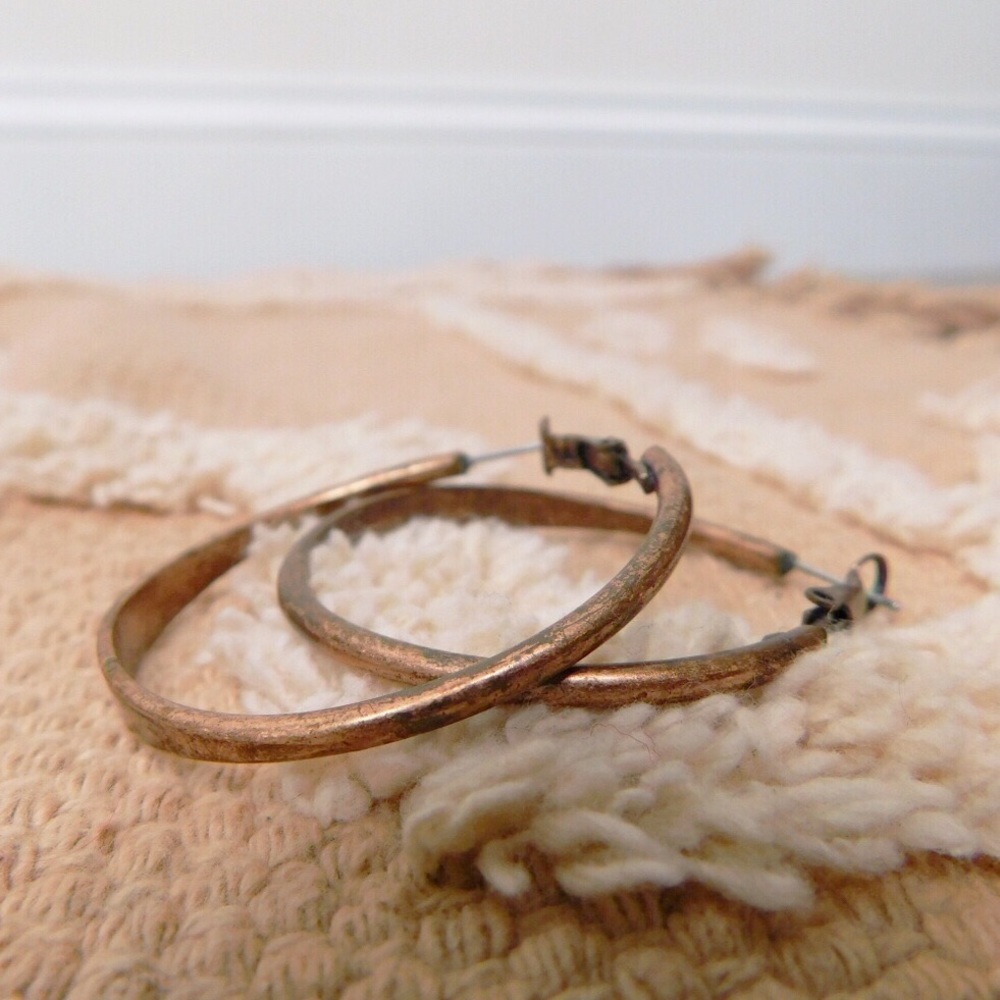 Distressed Brass Medium Hoops